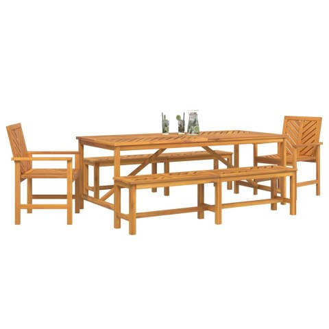 Zestaw do jadalni w ogrodzie 5 pcs Brązowy Lite Drewno Akacji