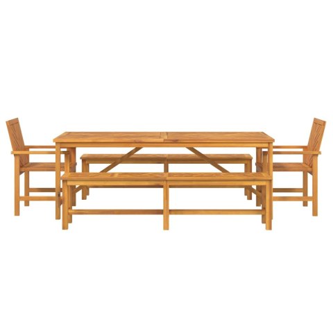 Zestaw do jadalni w ogrodzie 5 pcs Brązowy Lite Drewno Akacji