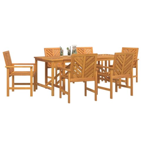 Zestaw do jadalni w ogrodzie 7 pcs Brązowy Lite Drewno Akacji