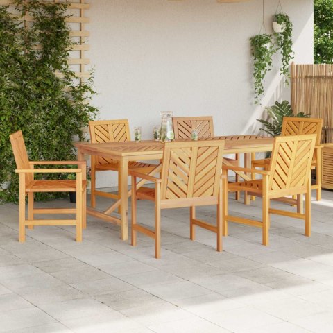 Zestaw do jadalni w ogrodzie 7 pcs Brązowy Lite Drewno Akacji