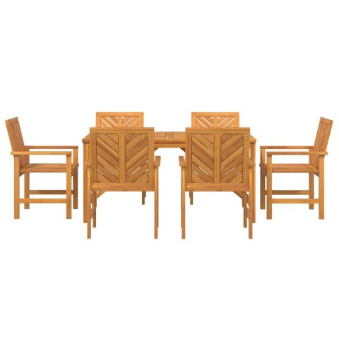 Zestaw do jadalni w ogrodzie 7 pcs Brązowy Lite Drewno Akacji