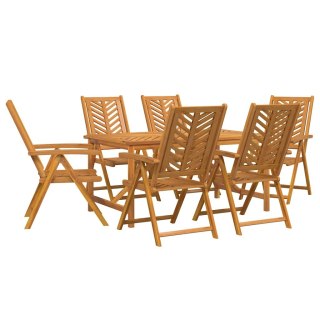 Zestaw do jadalni w ogrodzie 7 pcs Brązowy Lite Drewno Akacji