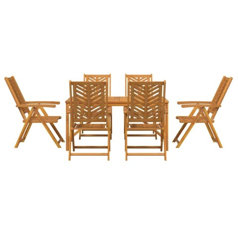Zestaw do jadalni w ogrodzie 7 pcs Brązowy Lite Drewno Akacji