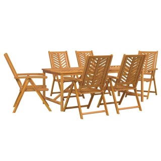 Zestaw do jadalni w ogrodzie 7 pcs Brązowy Lite Drewno Akacji