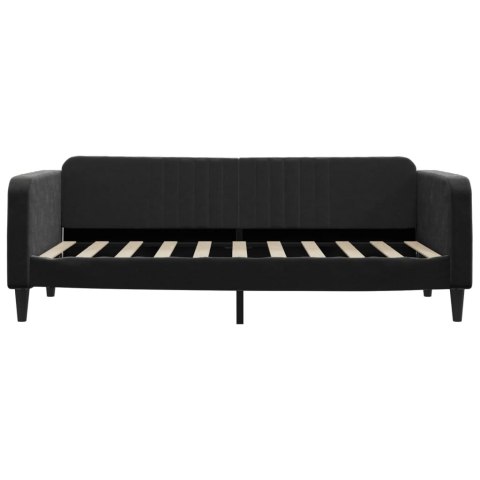 Sofa z materacem do spania, czarna, 90x190 cm, aksamit
