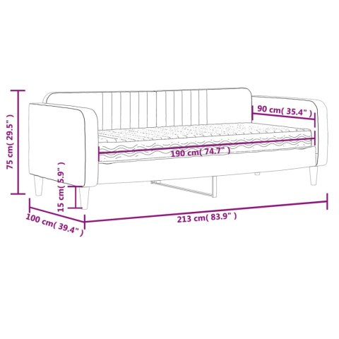 Sofa z materacem do spania, czarna, 90x190 cm, aksamit
