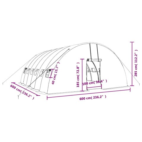 Szklarnia ze stalową ramą, biała, 36 m², 6x6x2,85 m