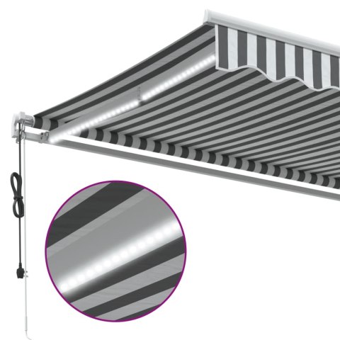 Automatyczna markiza z LED, antracytowo-biała, 400x350 cm