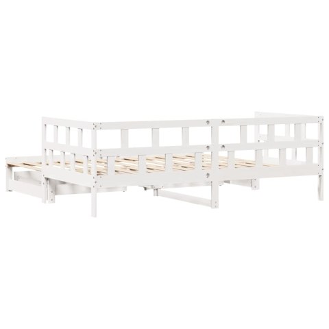 Sofa rozsuwana z szufladami, bez materaca, białe, 90x190 cm