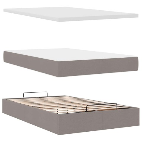 Rama łóżka otomana z materacem, taupe, 120x190 cm, tkanina