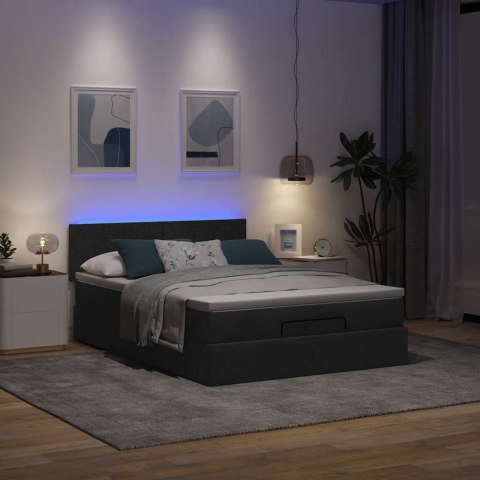Łóżko Ottoman z materacem i diodami LED Czarny 140x190 cm