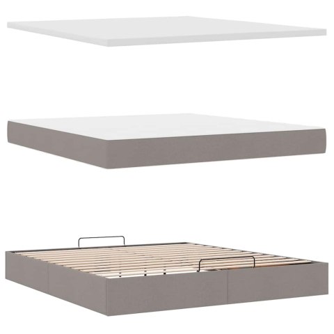 Łóżko otomana z materacem i LED, taupe, 180x200cm, tkanina