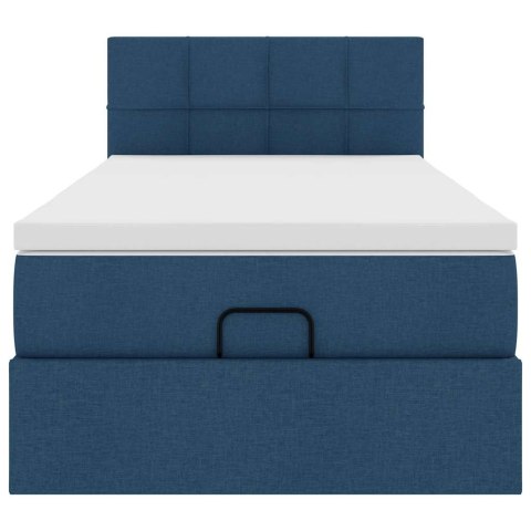 Otomana Łóżko z Materacem i LED Niebieski 100x200 cm Tkanina