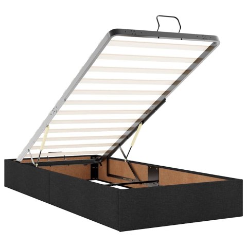 Rama łóżka otomana z materacami, czarna, 200x200 cm, tkanina
