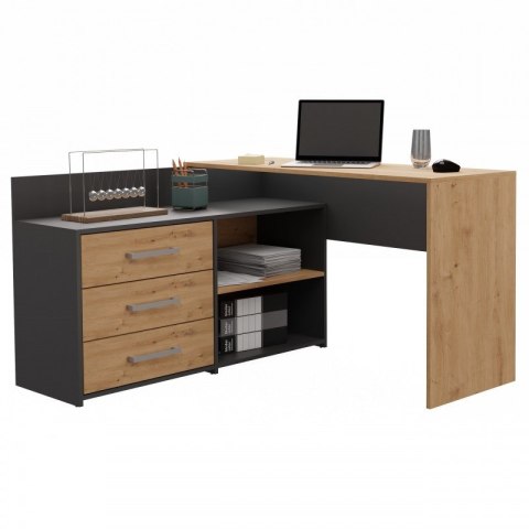 BIURKO NAROŻNE DANY ANTRACYT ARTISAN KOMPLET