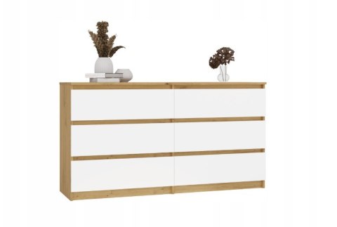 M6 MALWA KOMODA 140 CM 6 SZUFLAD ART/BIEL KOMPLET