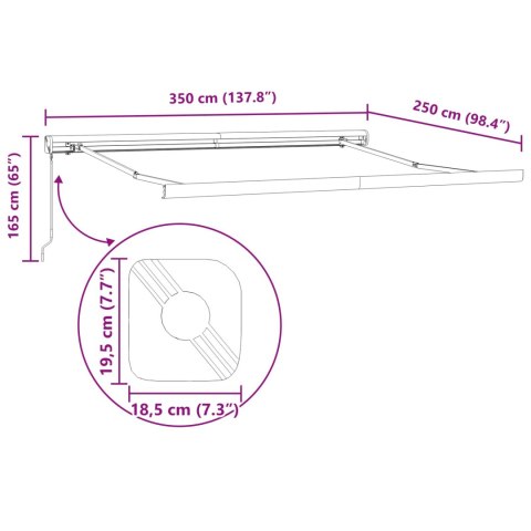 Markiza zwijana Czarny 350 x 250 cm Tkanina i Metal