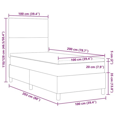 Łóżko sprężynowe Z zagłówkiem Kremowy i Biały 100 x 200 cm