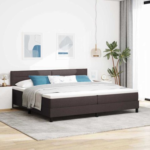 Łóżko sprężynowe z materacem Ciemny brąz 200 x 200 cm tkanina