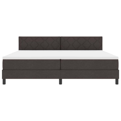 Łóżko sprężynowe z materacem Ciemny brąz 200 x 200 cm tkanina