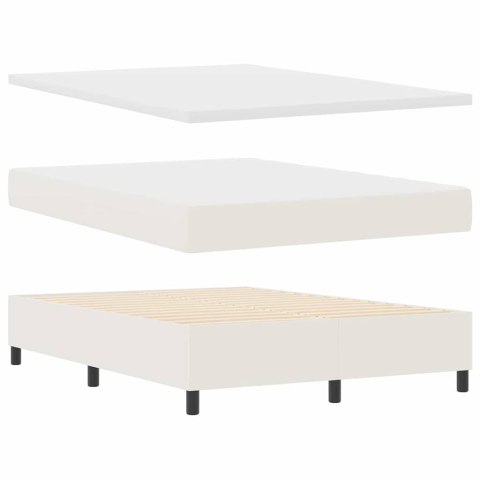 Łóżko z sprężyną LED Z zagłówkiem Kremowy i Biały 140 x 190 cm