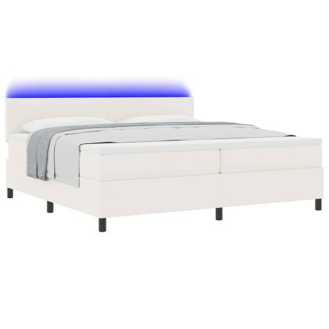 Łóżko z sprężyną LED Z zagłówkiem Kremowy i Biały 200 x 200 cm