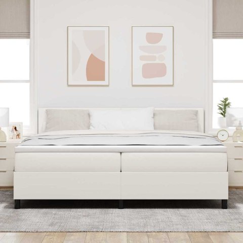 Łóżko z sprężyną LED Z zagłówkiem Kremowy i Biały 200 x 200 cm