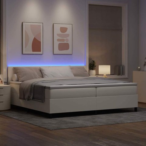 Łóżko z sprężyną LED Z zagłówkiem Kremowy i Biały 200 x 200 cm