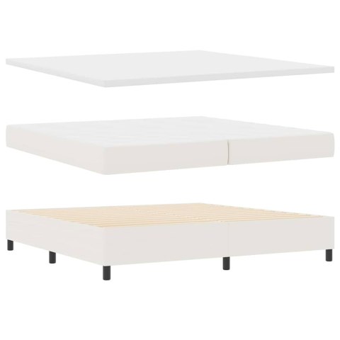 Łóżko z sprężyną LED Z zagłówkiem Kremowy i Biały 200 x 200 cm