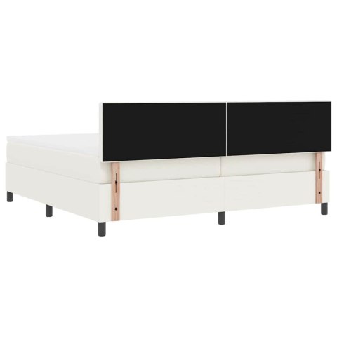 Łóżko z sprężyną LED Z zagłówkiem Kremowy i Biały 200 x 200 cm