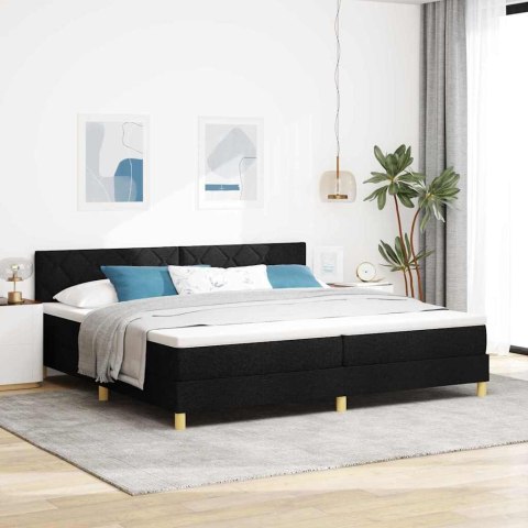 Łóżko sprężynowe z materacem Czarny 200 x 200 cm tkanina