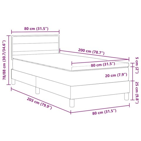 Łóżko sprężynowe z materacem Czarny 80 x 200 cm tkanina