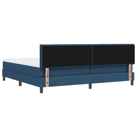 Łóżko sprężynowe z materacem Niebieski 200 x 200 cm tkanina