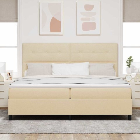 Łóżko sprężynowe z materacem Kremowy 200 x 200 cm tkanina