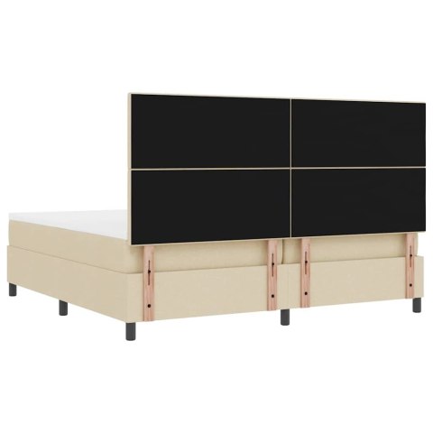 Łóżko sprężynowe z materacem Kremowy 200 x 200 cm tkanina