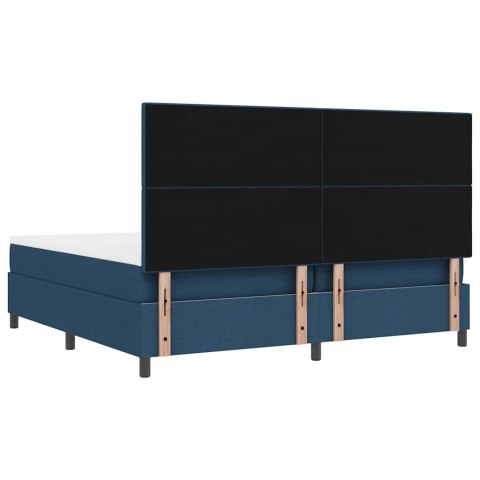 Łóżko sprężynowe z materacem Niebieski 200 x 200 cm tkanina