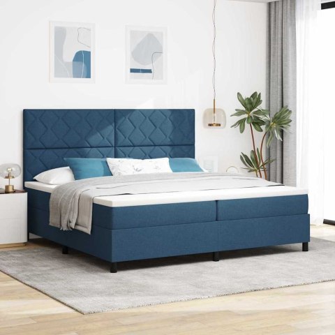 Łóżko sprężynowe z materacem Niebieski 200 x 200 cm tkanina