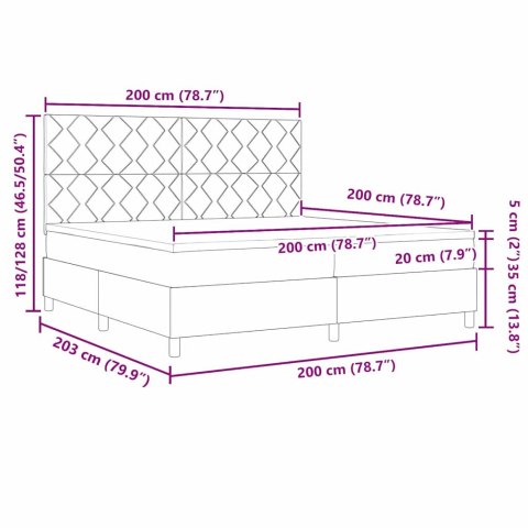 Łóżko sprężynowe z materacem Niebieski 200 x 200 cm tkanina