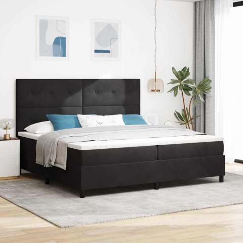 Łóżko sprężynowe z materacem Czarny 200 x 200 cm tkanina