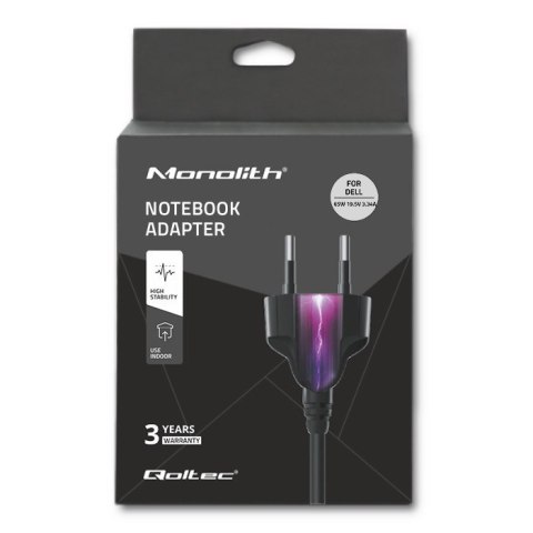Zasilacz Qoltec 51519.65W do notebooka DELL (19,5 V; 3,34 A; 65W; 7.4 mm x 5 mm)