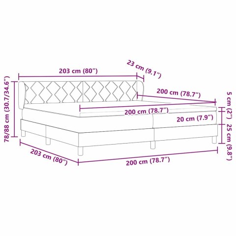 Łóżko sprężynowe z materacem Czarny 200 x 200 cm tkanina