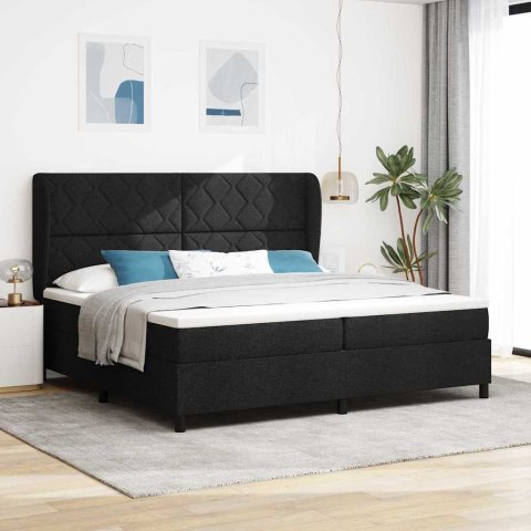Łóżko sprężynowe z materacem Czarny 200 x 200 cm tkanina