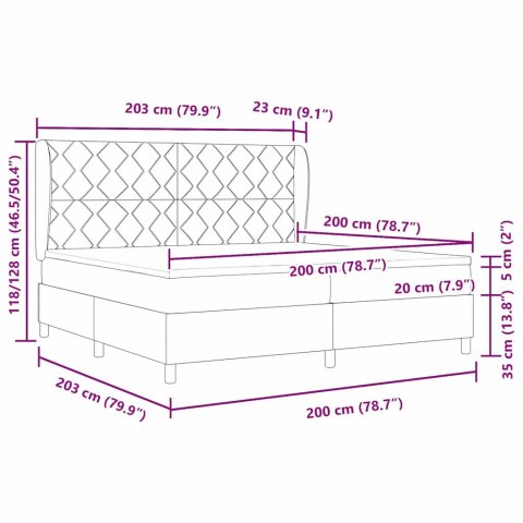 Łóżko sprężynowe z materacem Czarny 200 x 200 cm tkanina