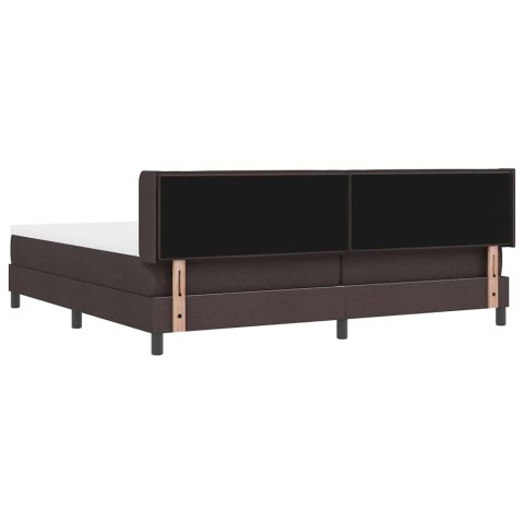 Łóżko sprężynowe z materacem Ciemny brąz 200 x 200 cm Poliester