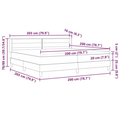 Łóżko sprężynowe z materacem Ciemny brąz 200 x 200 cm Poliester