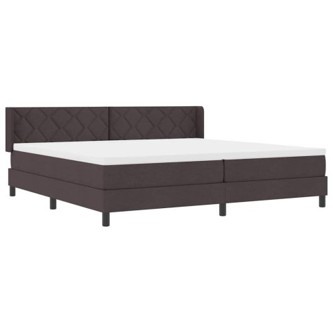 Łóżko sprężynowe z materacem Ciemny brąz 200 x 200 cm Poliester