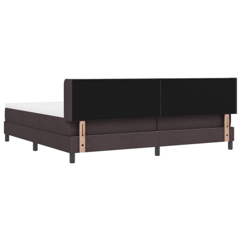 Łóżko sprężynowe z materacem Ciemny brąz 200 x 200 cm Poliester