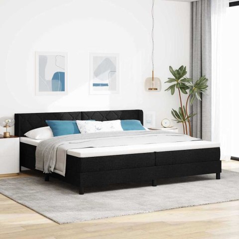 Łóżko sprężynowe z materacem Czarny 200 x 200 cm Poliester