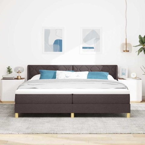 Łóżko sprężynowe z materacem Ciemny brąz 200 x 200 cm Poliester