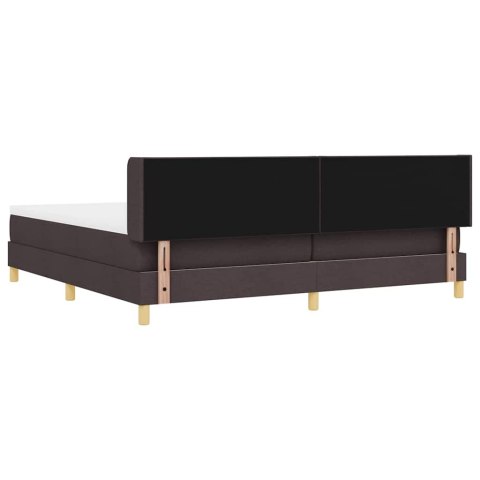 Łóżko sprężynowe z materacem Ciemny brąz 200 x 200 cm Poliester